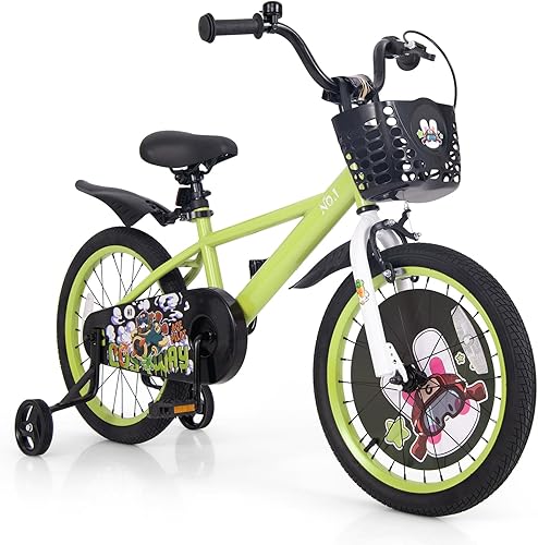 Miniatura 22 de BABY JOY Rabbit Pilot - Bicicleta deportiva para niños, 12, 14, 16, 18 pulgadas, bicicleta infantil para 3-8 años con altura ajustable, ruedas de