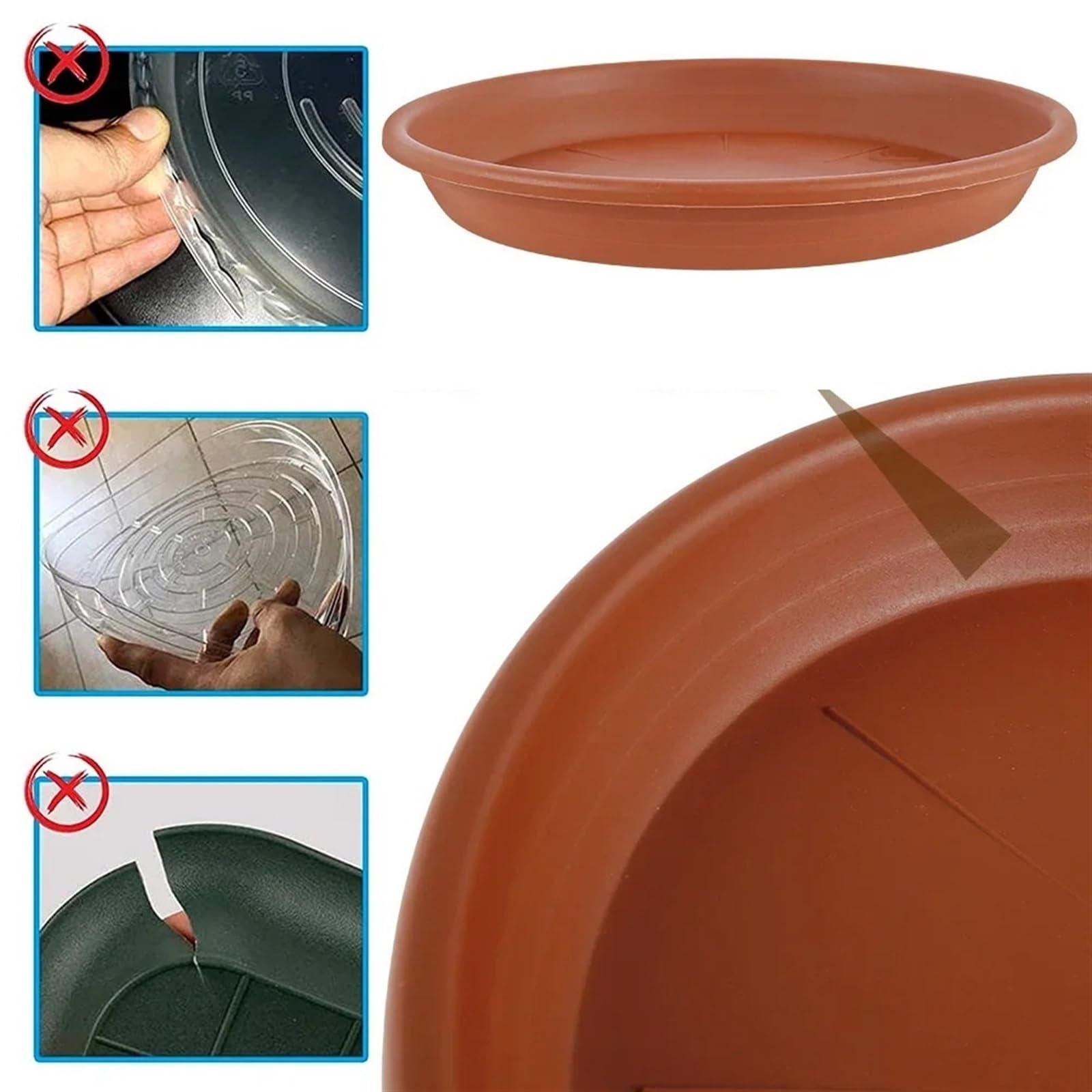 5 piezas de platillos de plástico for plantas, bandejas de goteo redondas for plantas, macetas for interiores y exteriores, suministros for el jardín del hogar Bandeja Para Macetas(Brown 5PCS 15cm)