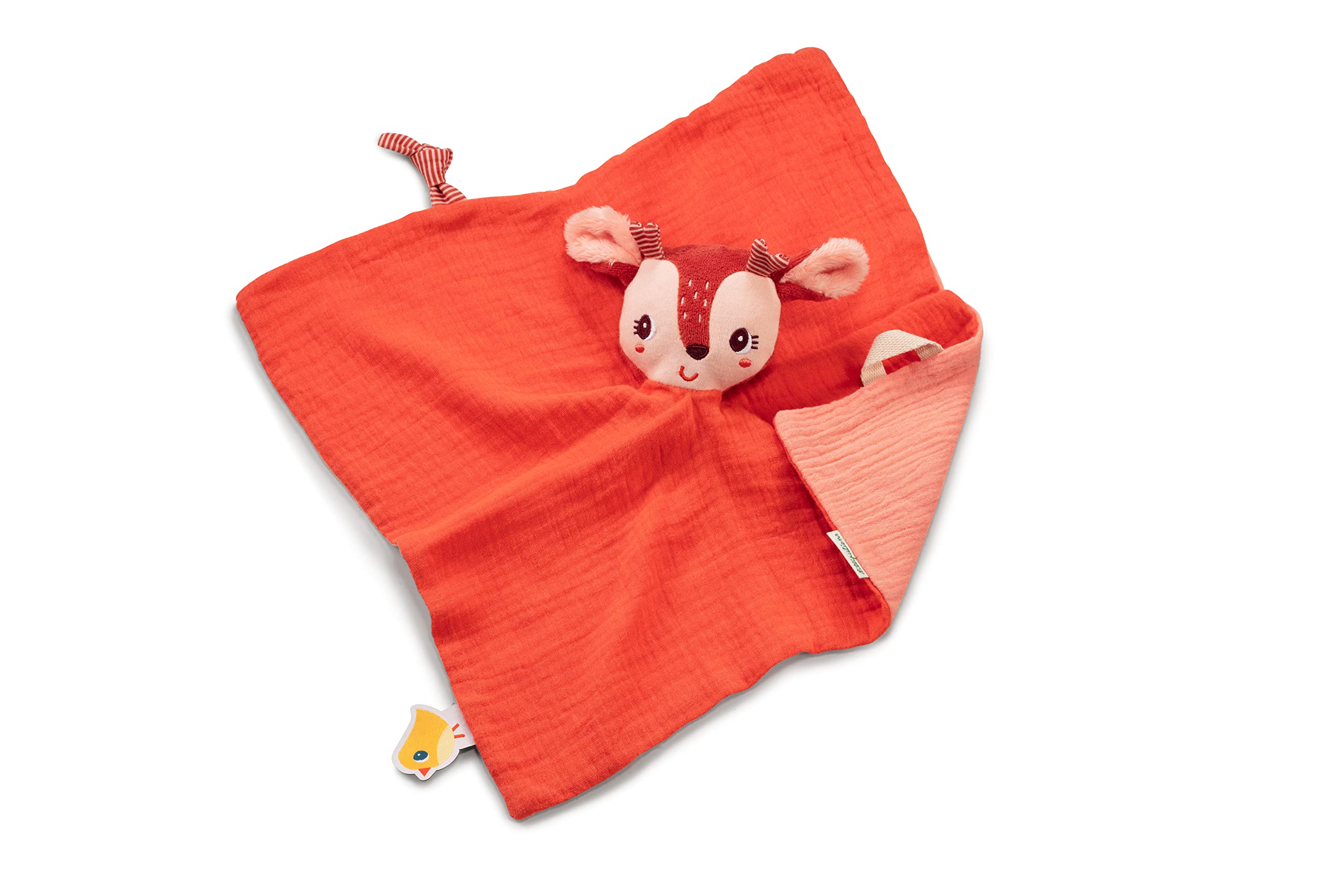 LILLIPUTIENS - Doudou marionetta Stella Il Cerbiatto - Cotone Organico - con Attacco per Ciuccio e Etichetta per Il Nome - Tessuto Molto Morbido - 32 x 32 cm - dalla Nascita - 83385