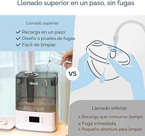 Miniatura 8 de LEVOIT Humidificadores para dormitorio, habitación grande, hogar, (6L) difusor de aceite esencial de llenado superior de niebla fría para bebés