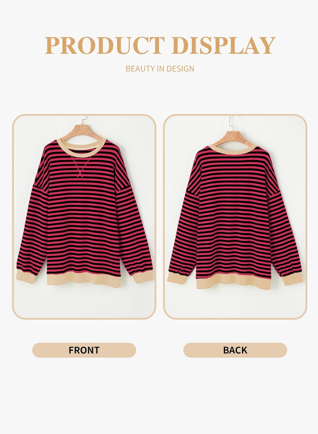 Eytino Women Plus Size Sweatshirt Striped Color Block Crew Neck Pullover Tops Long Sleeve Casual Shirt(1X-5X) - Image 5