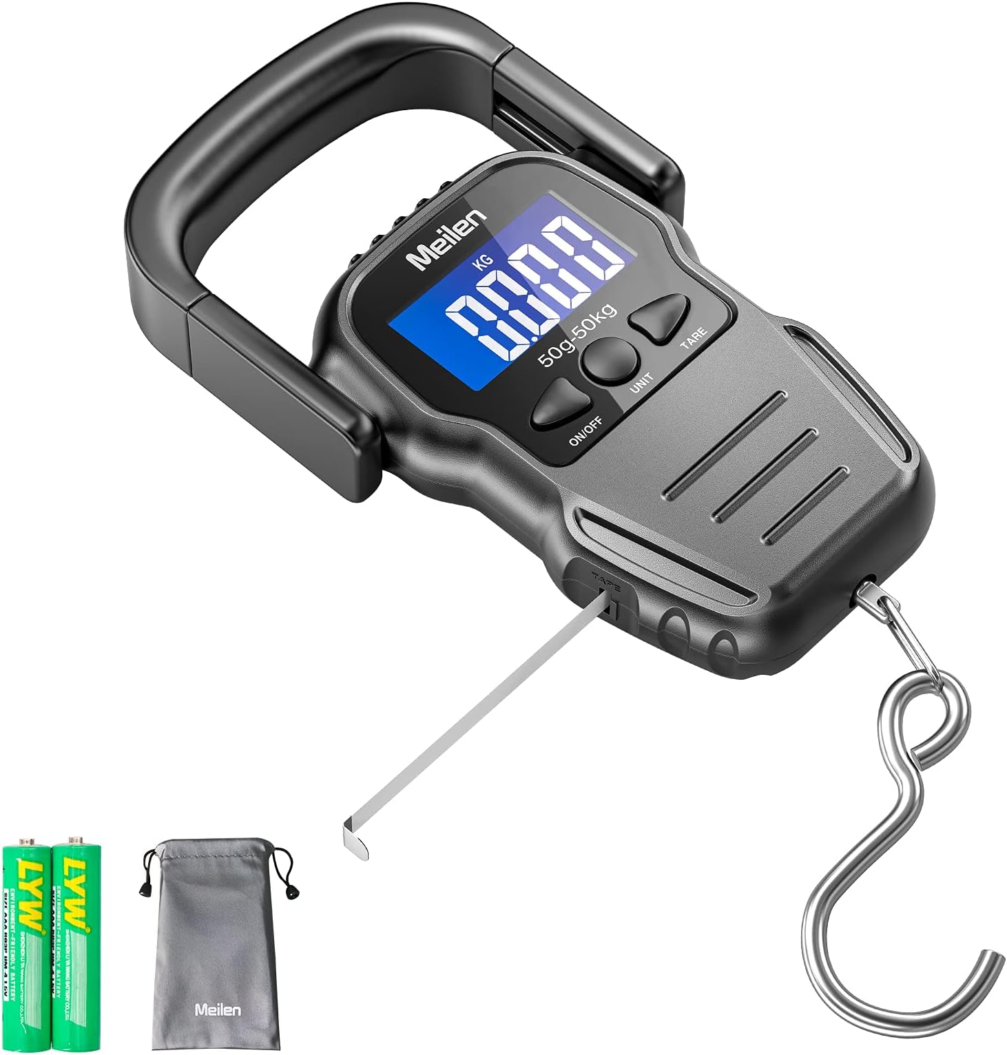 Luggage Scale with Measuring Tape,110lb/50kg Digital Fishing Scales with Hook & Handle,Luggage Weight Divice with Backlit LCD Display, Portable Hanging Suitcase Weighing Divice