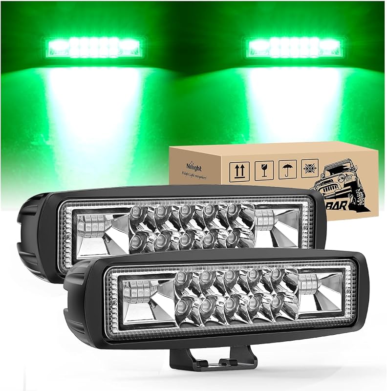 Faróis auxiliares LED Nilight 60 W verde com feixe combinado spot e flood – 2 unidades
