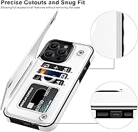 Vista 611 de LETO para iPhone 15 Pro Funda tipo cartera - Tapa tipo folio con patada - Diseños de moda - Tarjetero - Funda protectora para mujeres y niñas - 6.1