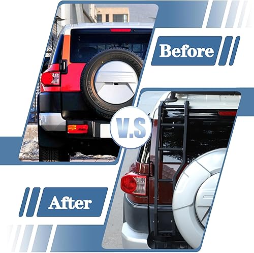 Miniatura 5 de Escalera para portón trasero compatible con toyot @FJ Cruiser 2007-2021, soporte de montaje de escalera de puerta trasera automotriz, accesorios de