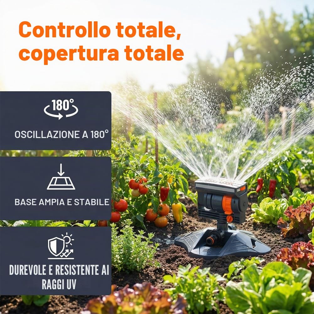 Irrigatore oscillante a 16 ugelli 2026 con timer per irrigazione a doppia zona, mini irrigatori oscillanti turbo per irrigazione da giardino, ampia copertura (B)