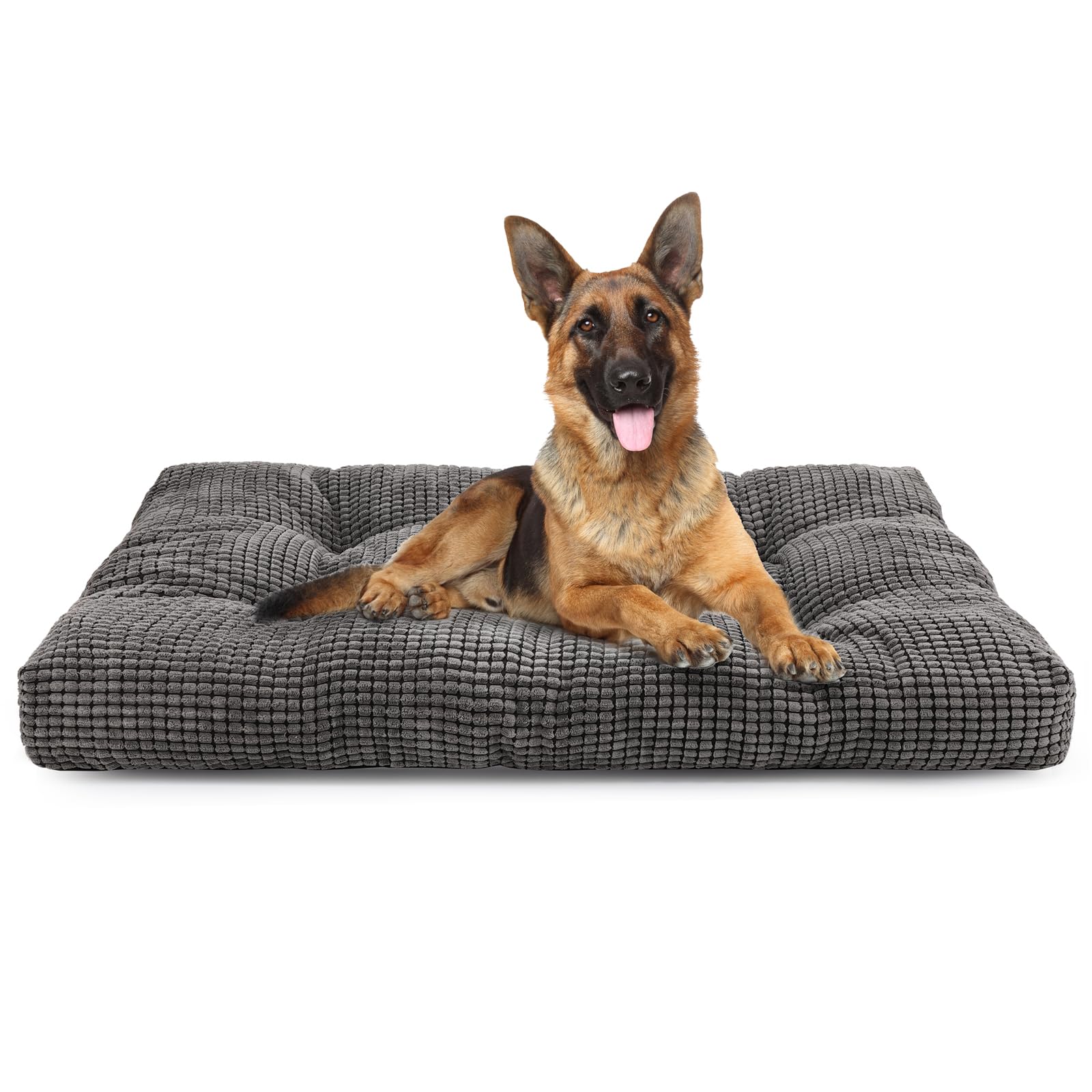 Heymamba Extra Large Dog Bed Grey XXL Dog Crate Mat, Dog Beds Washable Dog Cage Mattress to Prevent Bone Diseases