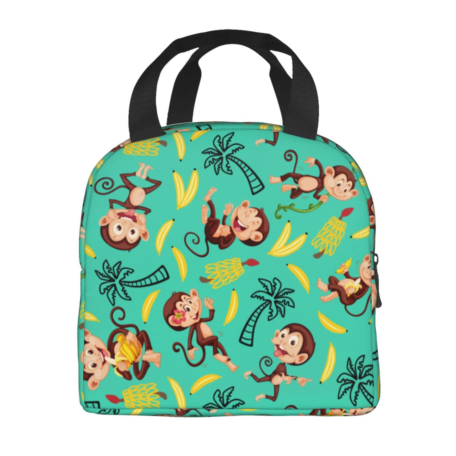 Cute Monkey Lunch Bag Banana Lunch Box Insulated Picnic Pouch Thermal Cooler Lunch Tote Bags For Work Travel Office
