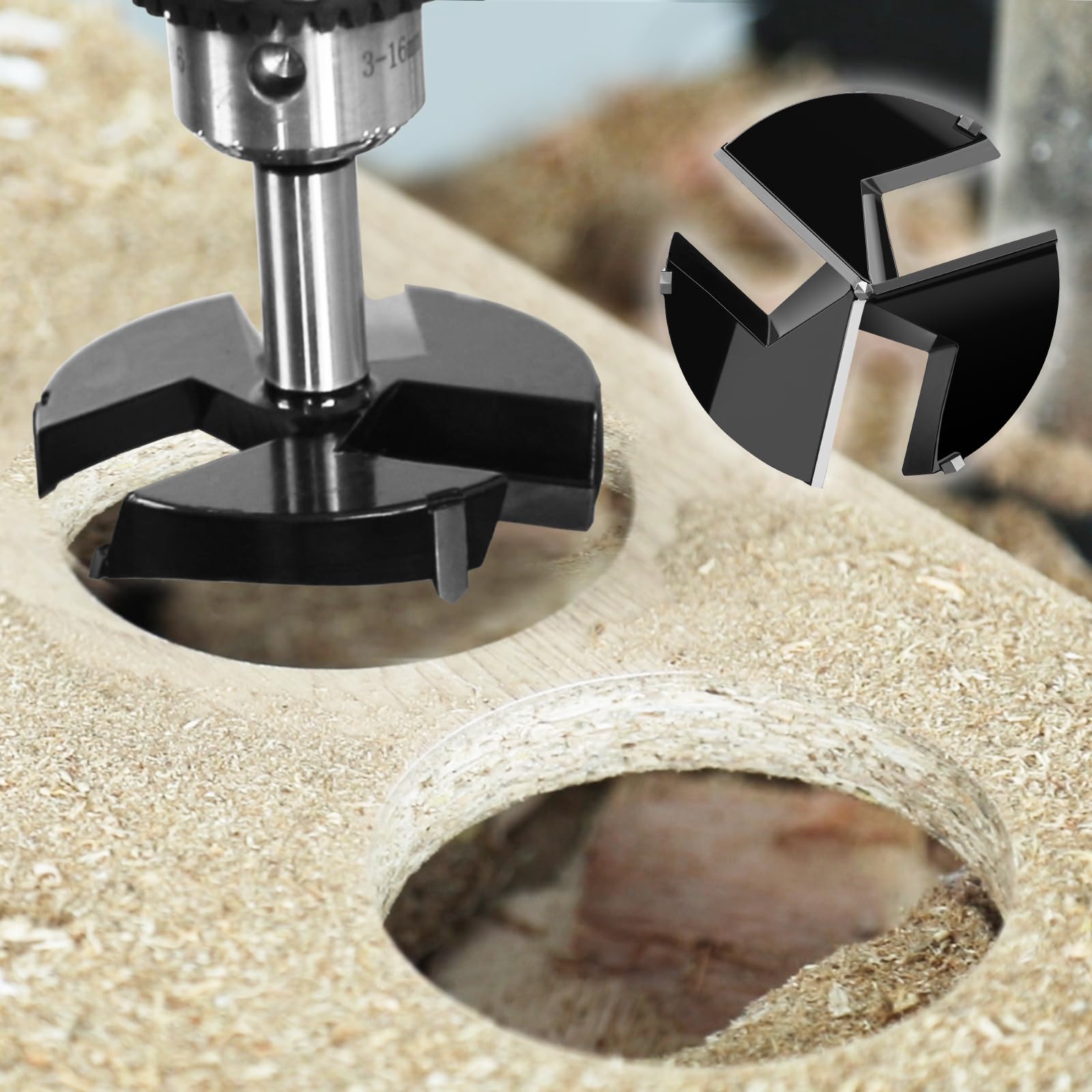 Punta da trapano Forstner da 90 mm, tripla scanalatura in carburo con punta in carburo, per legno duro, lavorazione del legno, cerniera