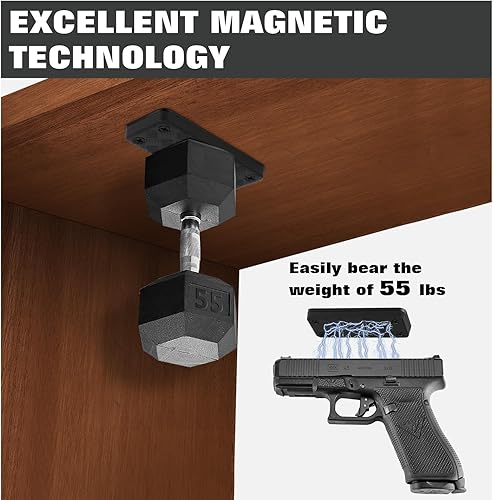 Miniatura 8 de HUICOCY Gun Magnet Mount No Drilling with 3M Adhesive, Magnetic Gun Mount, Concealed Car Gun Mount, Gun Holster for Vehicle Truck Car Wall Desk,