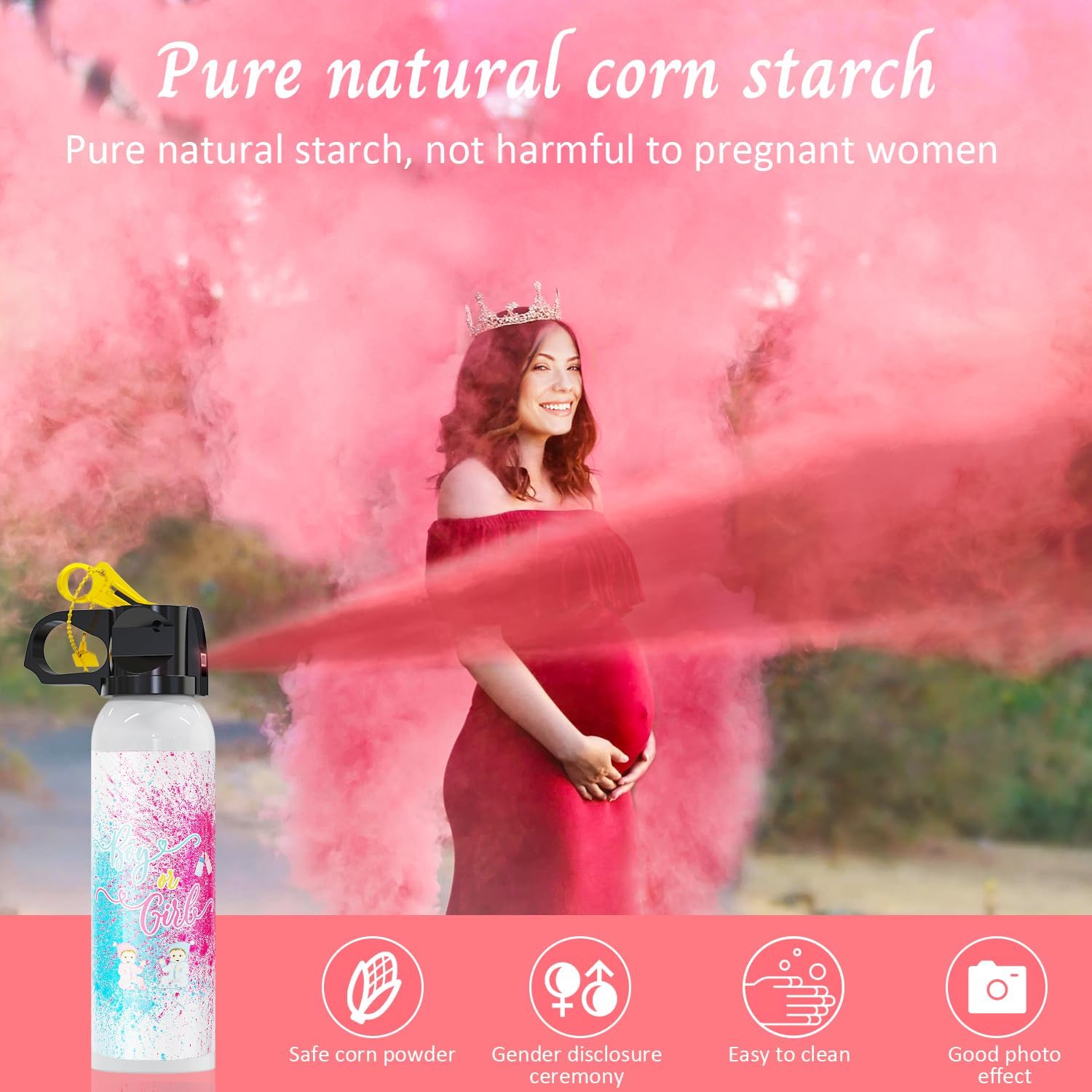 Large Gender Reveal Fire Extinguisher: 2 Packs Gender Reveal Ideas Only for Baby Girl with 100% Biodegragable for Gender Reveal Decorations - 20+ Feet (Pink)