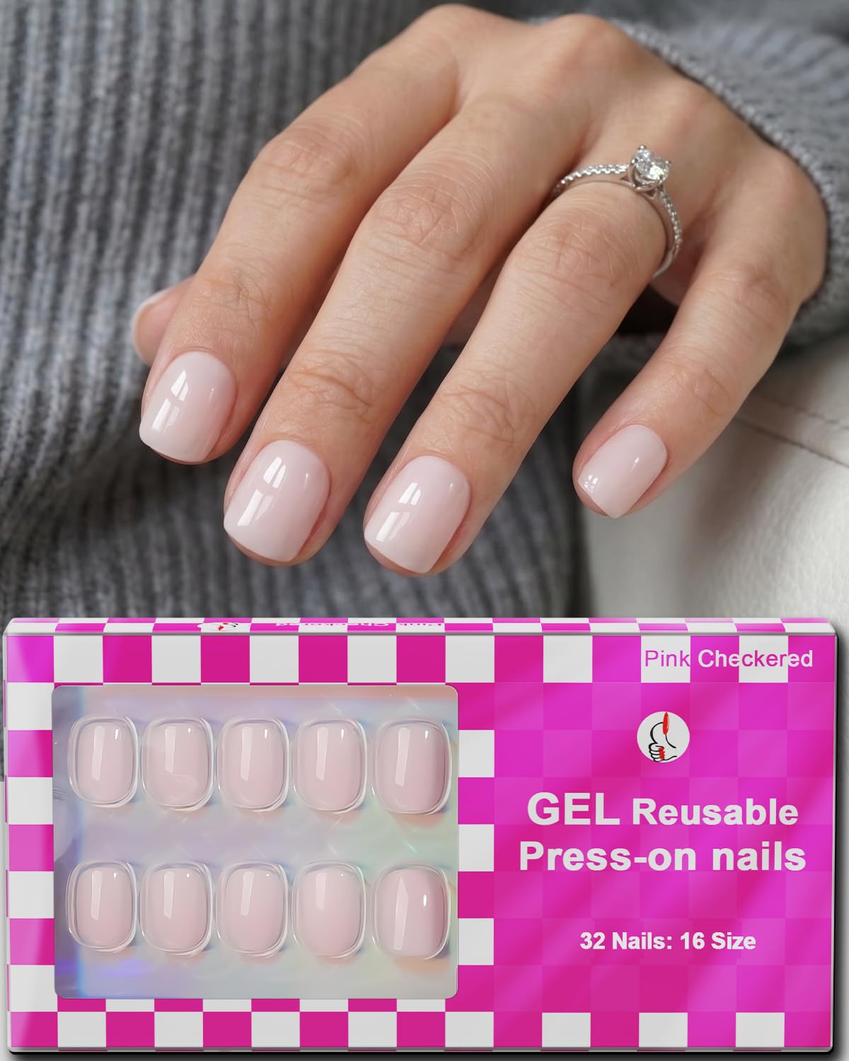 Photo 1 of SUPNAIL16 Sizes Extra Short Press On Square Nails, 32 Pcs Salon Quality Super Short Glue on Gel Nails (Light Pink)