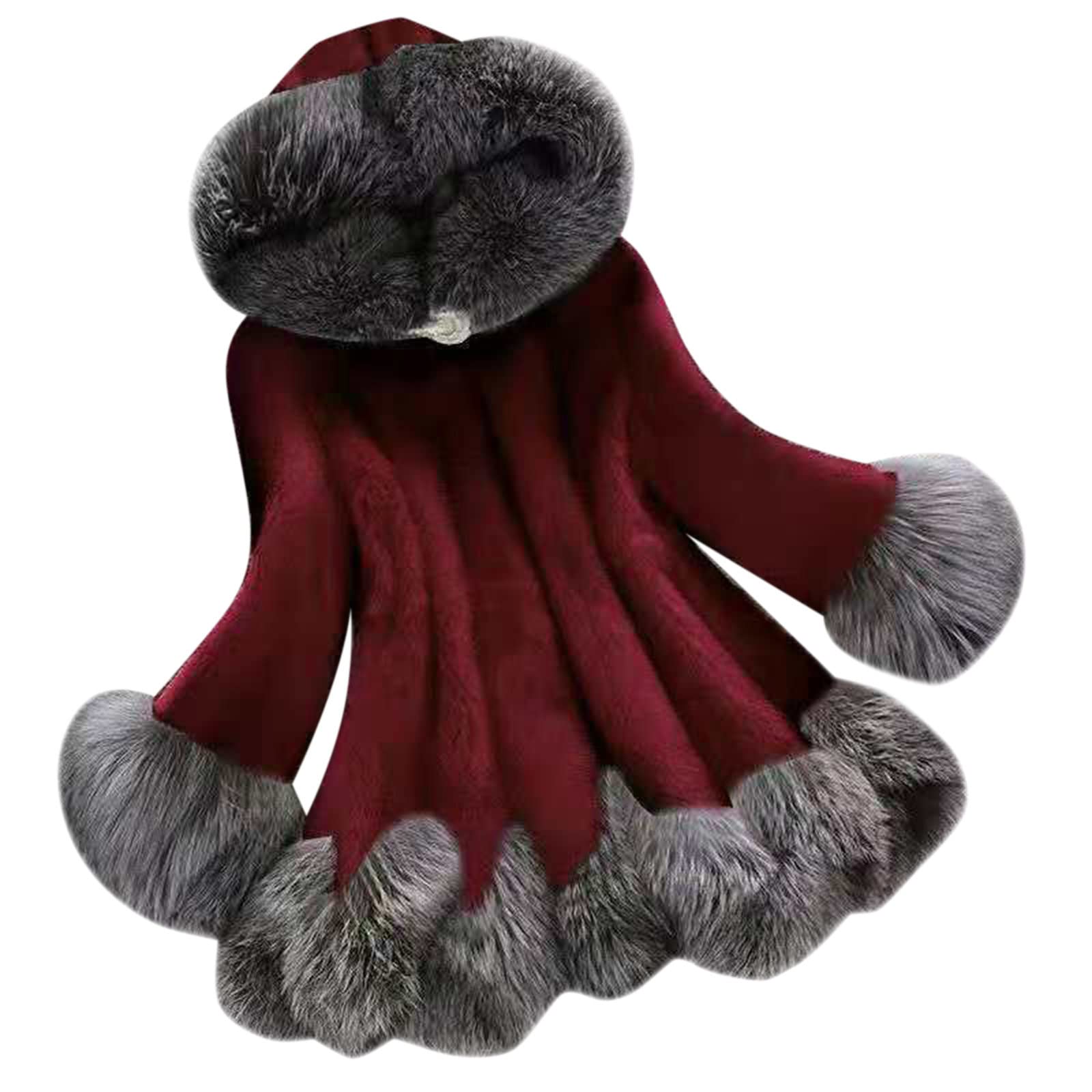 Manteau en fourrure pour femme élégant manteau d'hiver chaud en fausse fourrure moelleuse manteau d'hiver pour femme manteau en fourrure avec capuche