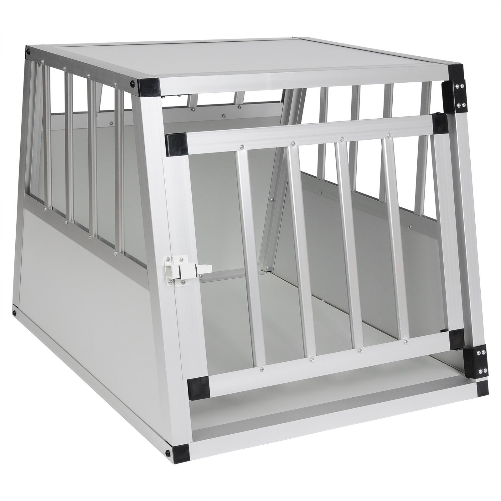 EUGAD Aluminiowa skrzynka transportowa dla psów, do samochodu, dla małych/średnich psów, kotów, 54 x 69 x 51 cm, z zamknięciem zabezpieczającym, lekka, stabilna, do samochodu, domu, na podróż