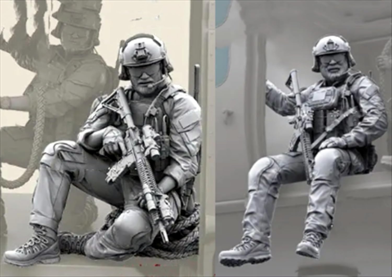 Bhowsa 1/35 US Helicopter Commando Resin Model Kit, Unpainted and Unassembled (2 People, no Aircraft) //Y3jO7lo1