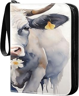 Kigai Cows Trading Card Binder with Sleeves PU Leather Holds 400 Cards,Double Sided Trading Card Folder with Zipper Collection Binder Album Book Case for Boys Girls