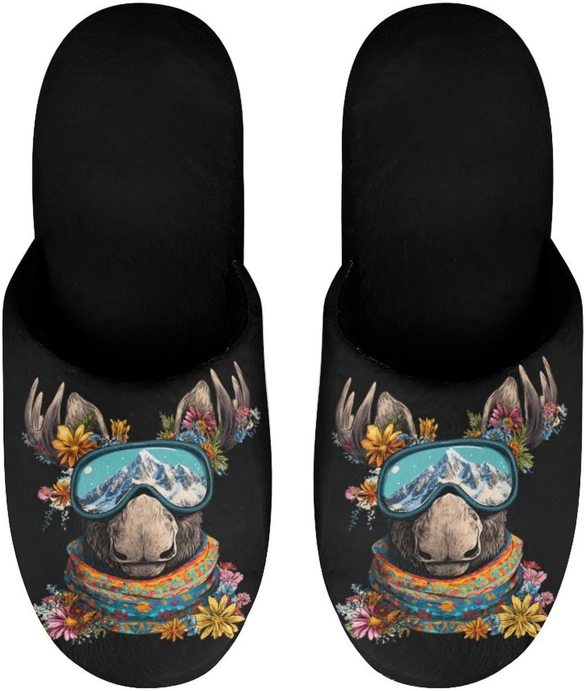 Moose Slippers for Men Warm Winter House Slipper Home Bedroom Shoes - Image 5