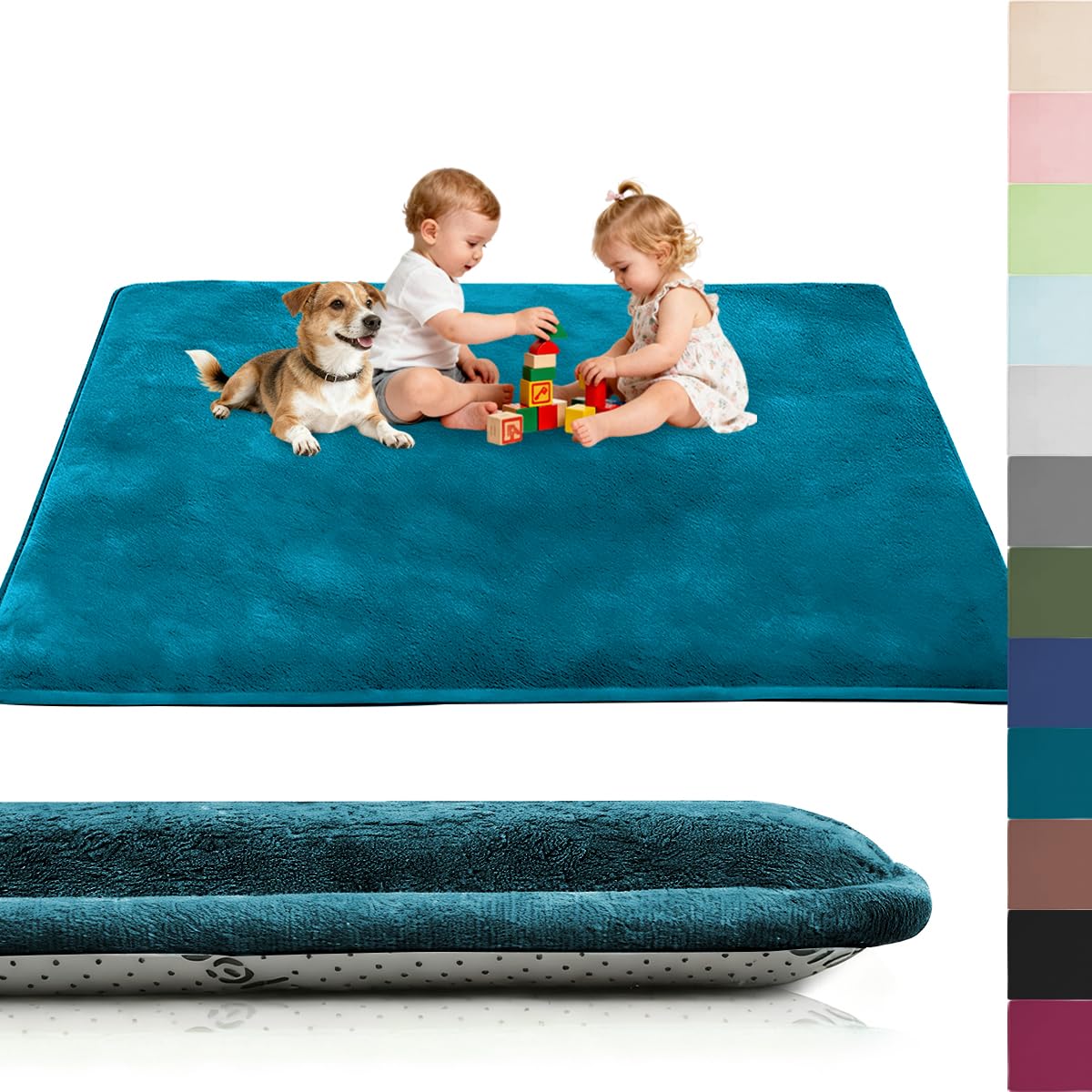 Voxirum Coral Velvet Rug for Children, Crawling Rug Baby, 0.78in Thick Memory Foam Rug, Extra Soft Activity Floor Mat, Non Slip Crawling Mat for Toddlers, Infants, Kids, Yoga Mat, 40 x 80 cm โ image 1