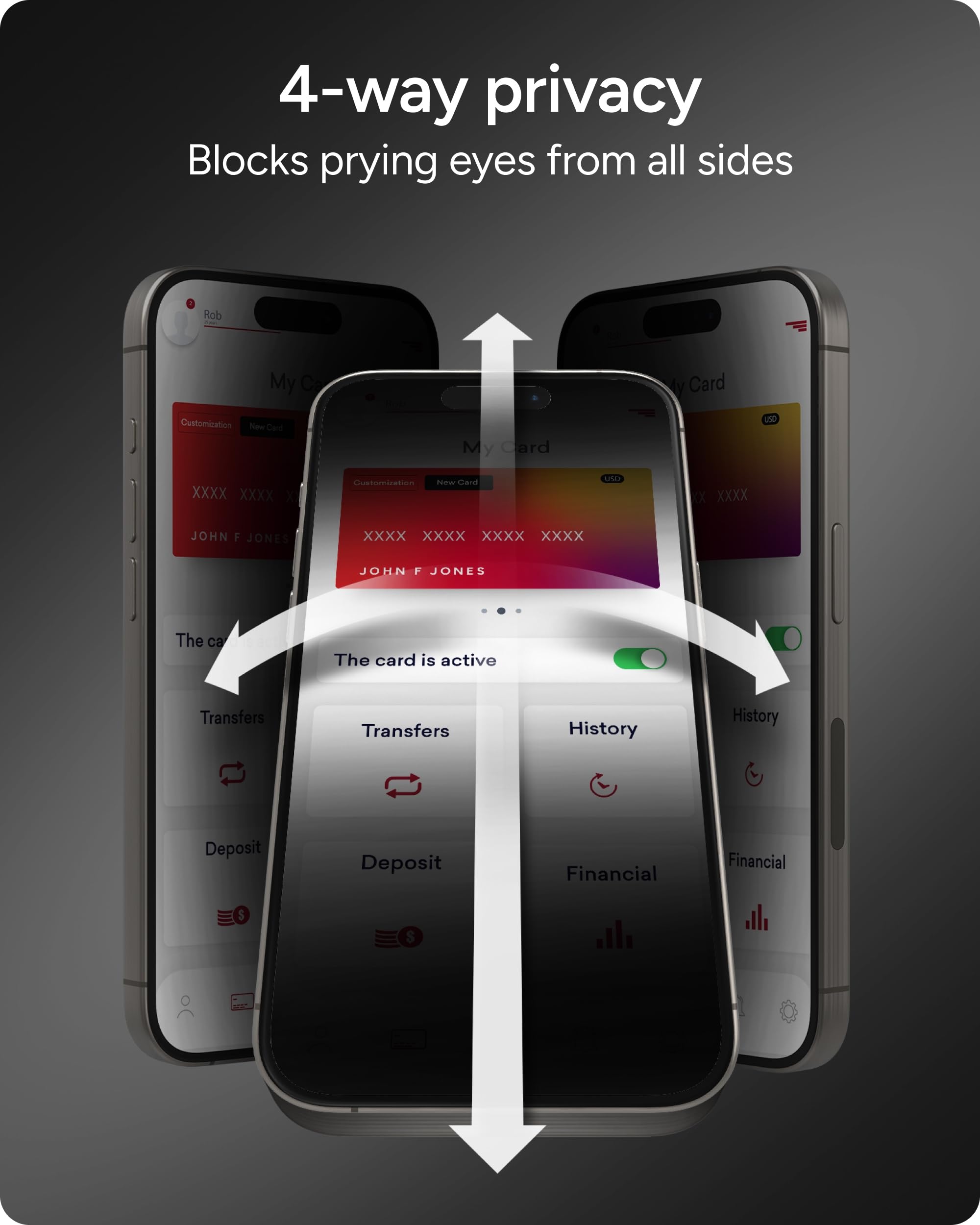 ZAGG InvisibleShield Glass Elite Privacy 360 - Protector de pantalla de cristal templado para iPhone 16 Plus y 15 Plus (6,7 pulgadas), protección total de privacidad, antimanchas, antiarañazos y