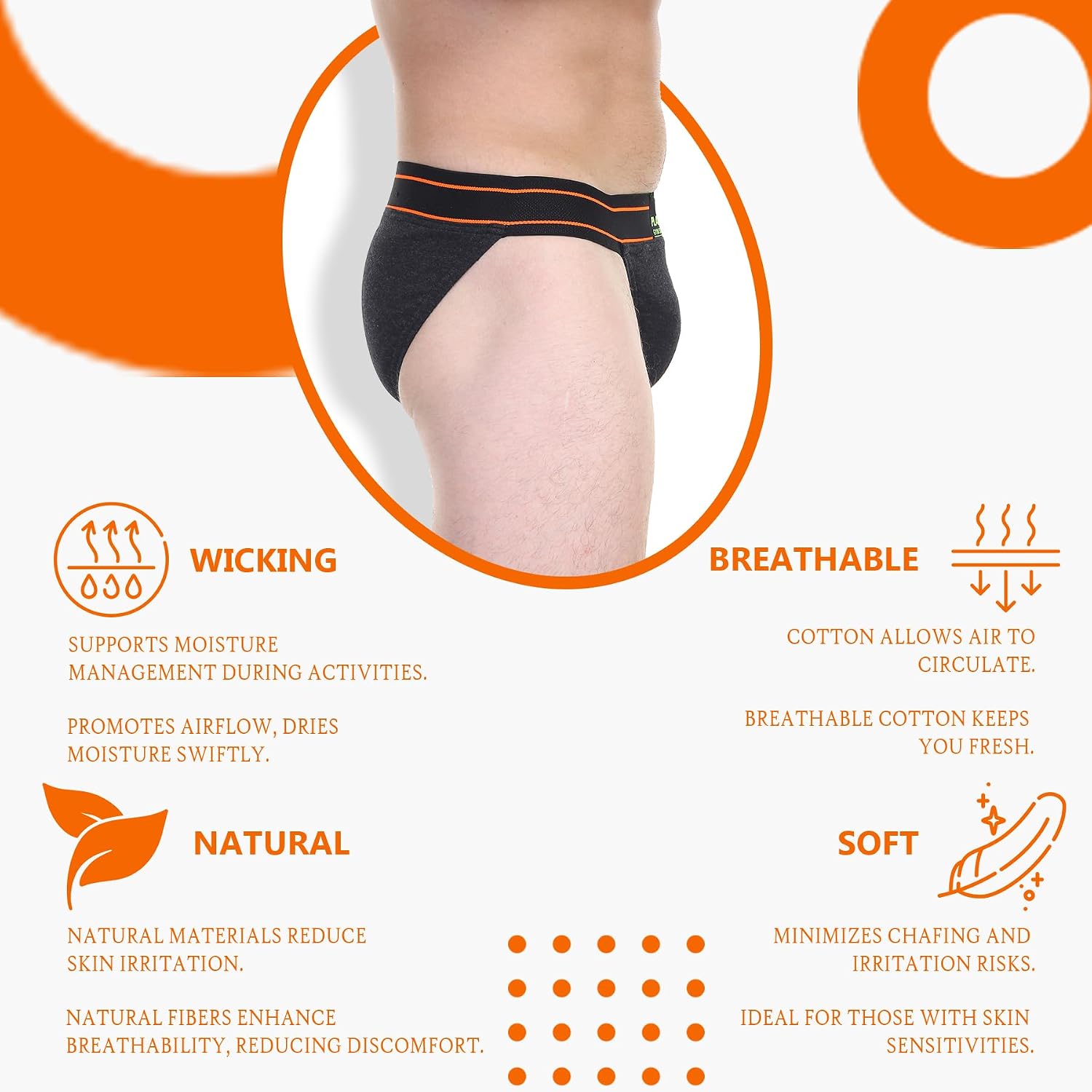 Defender Athletic Supporters with Cup Pocket for Men Sports, Male Underwear for Workout in Gym Stretchable Cotton, Moisture Wicking Supporter for Cricket, Running, Quick Dry Orange