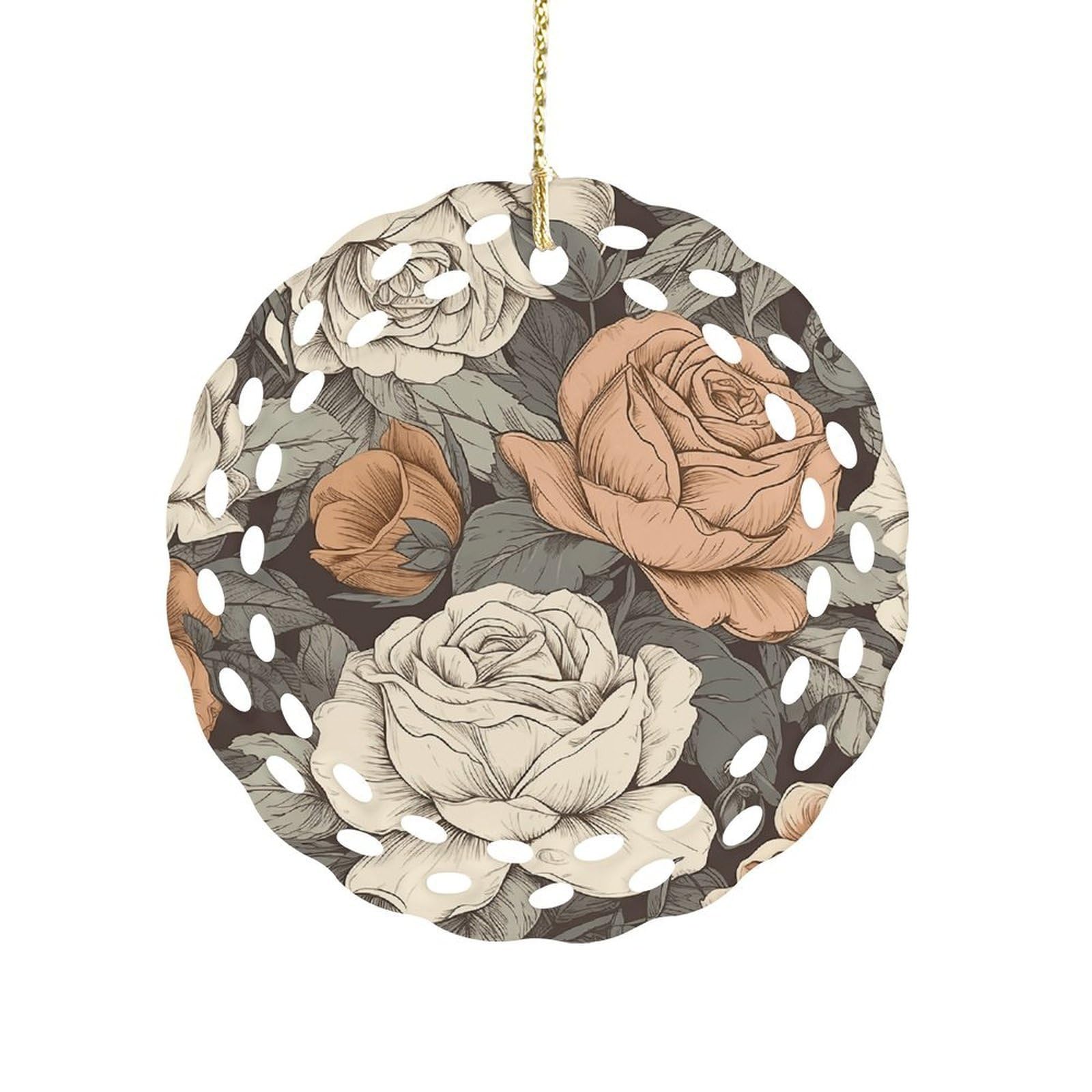 Btcowzrv Style A Hand Drawn Painting Ceramic Ornament,Round Ornaments With Hole Easy To Hang,Hanging Ornament For Wedding Party Home Window Garden Christmas Day Decor