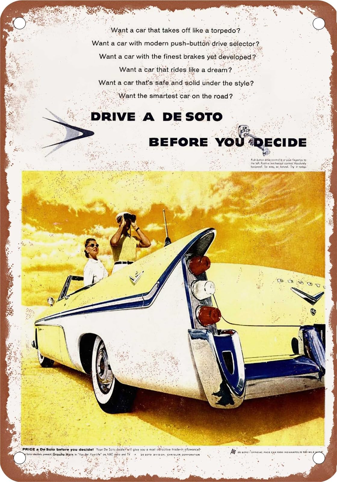 Miaomansenstore Metal Sign - 1956 Desoto Vintage Ad 01 - Old Retro Rusty Look Home Decor