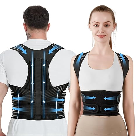 Posture Corrector for Women and Men, Back Support Brace for Neck Shoulder & Upper and Lower Back Pain Relief, Invisible Adjustable Lightweight Posture Corrector Under Clothes(Black, Large)