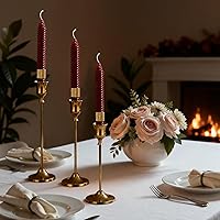 Vista 7 de 3 portavelas cónico, candelabros dorados para centro de mesa, recepción de boda, decoración festiva de Navidad, Halloween