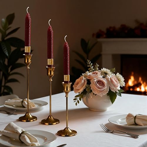 Miniatura 7 de 3 portavelas cónico, candelabros dorados para centro de mesa, recepción de boda, decoración festiva de Navidad, Halloween