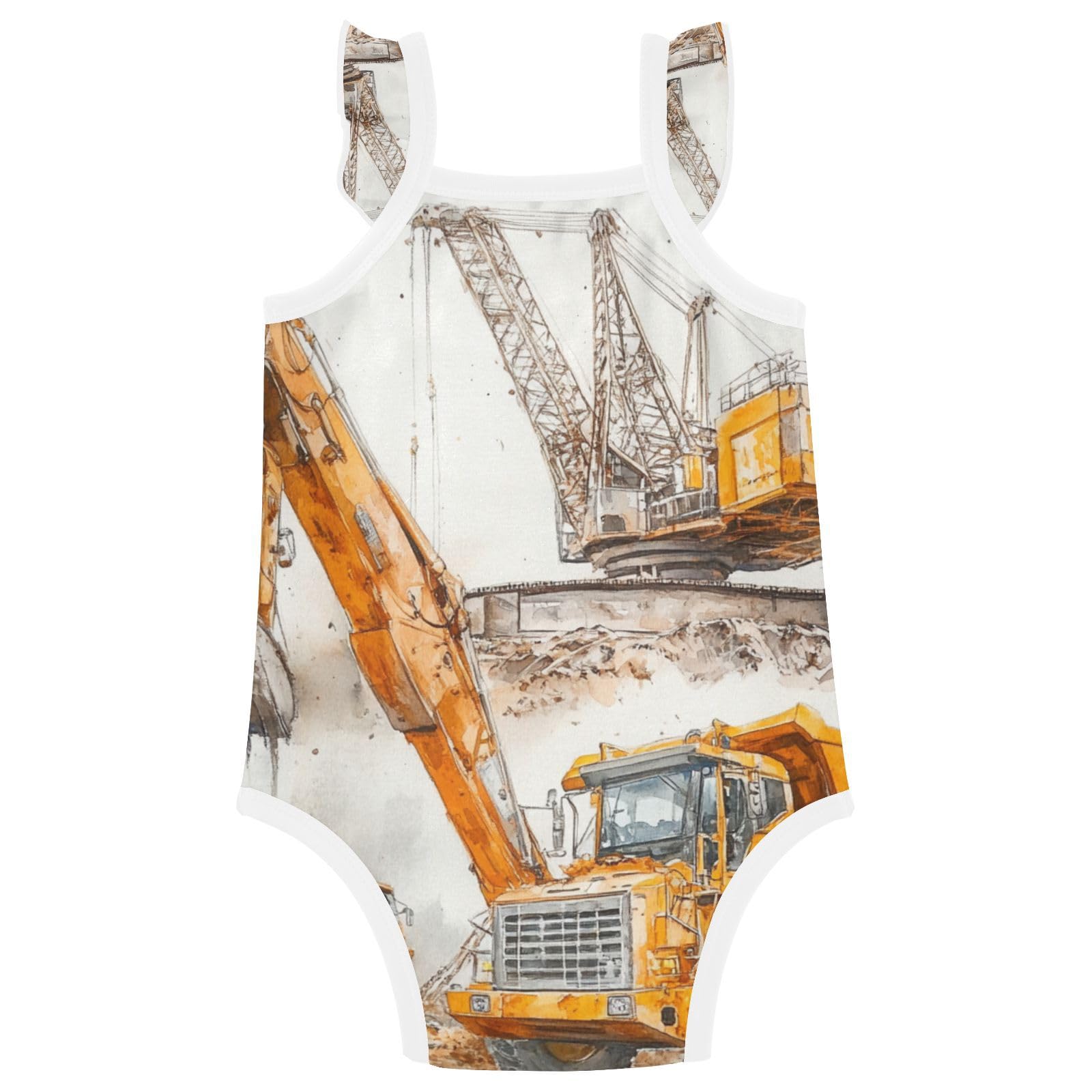 Baby Cotton Sleeveless Bodysuits Soft Comfort Baby Sleeveless Undershirts 9M Construction Vehicles