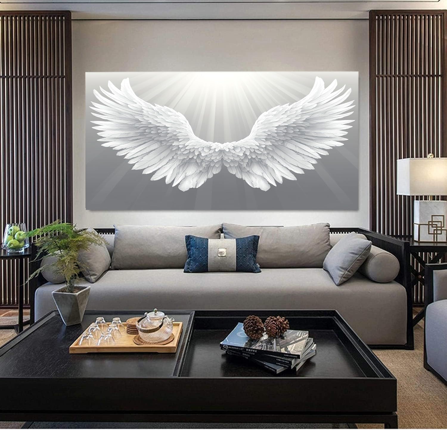 ZORYAN Ali D'Angelo Quadri Moderni Soggiorno Su Tela Bianco 60x120cm | Stampe Da Parete Senza Cornice, Quadretti Da Parete, Immagine Per Camera Da Letto