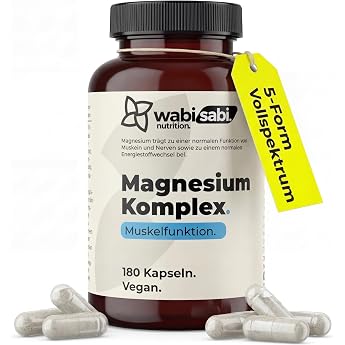 wabi sabi Magnesium Complex &ndash; 180 Vegan Capsules &ndash; Made from 5 High-Quality Compounds &ndash; 285 mg Elementary Magnesium per Daily