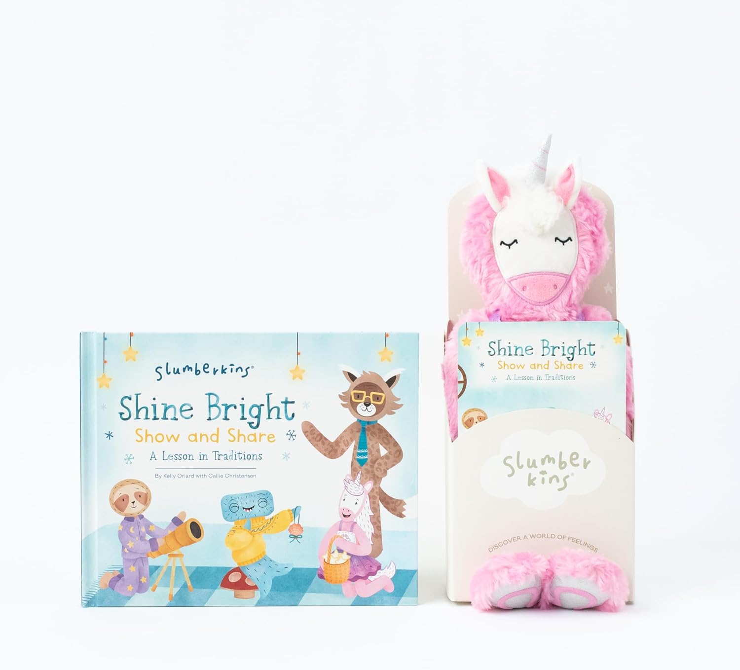 Slumberkins Show & Share Sparkle Unicorn Kin Set - Promotes Building Connections, Empathy & Holiday Joy - Gifts for Boys & Girls