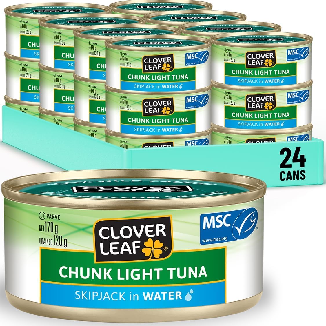 Clover Leaf Chunk Light Skipjack Canned Tuna in Water 170g 24 Count