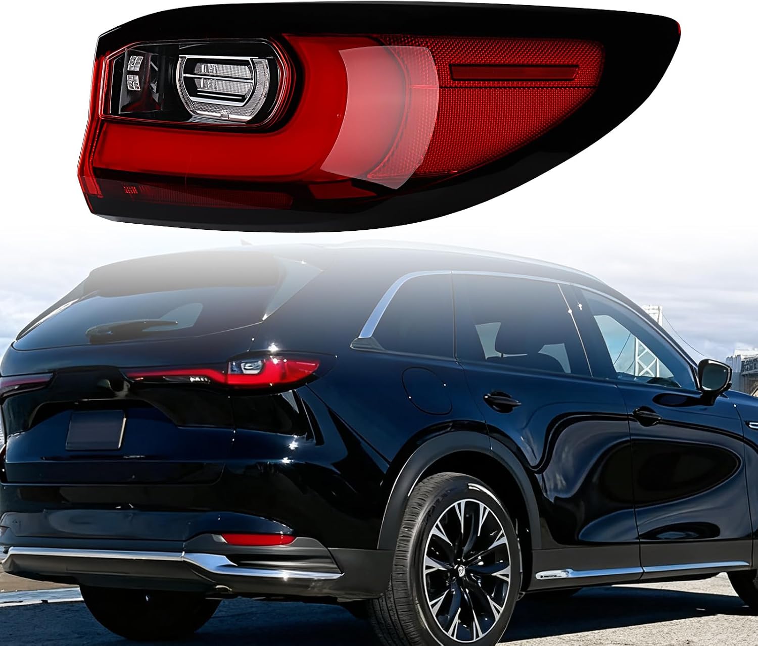 Compatible with 2024 2025 Mazda CX-90 CX90 Right Side Outer Tail Light Assembly OE MA2805143, KMV751150 Red, Amber Running Brake Lamp Turn Signal Passenger