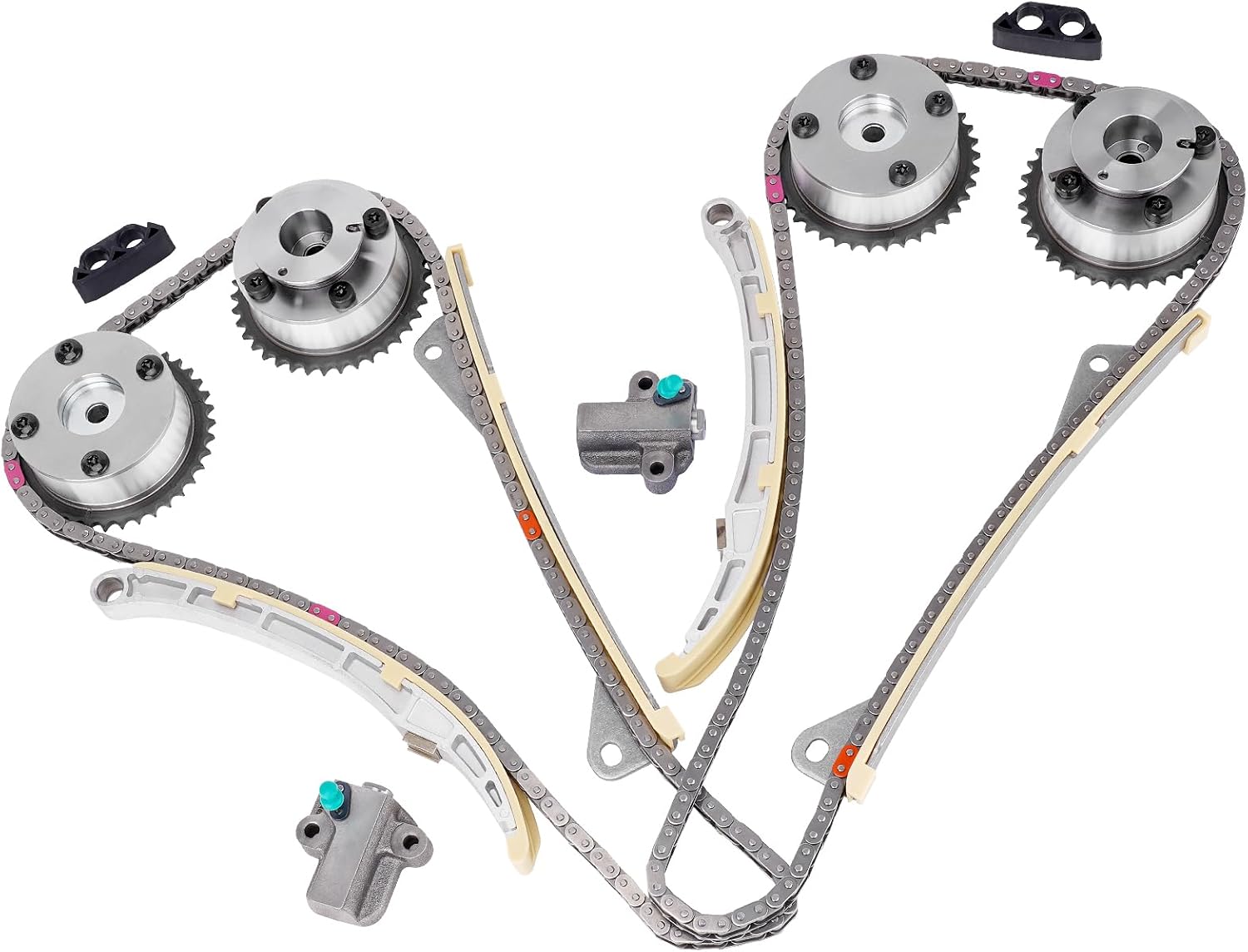 14 PCS Engine Timing Chain Kit w/Gear & Tensioner, Compatible with Kia Sedona Sorento Stinger, Hyundai Genesis Azera Palisade 2012-2022 3.3L 3.8L # 24321-3L100 24370-3CGA0 24350-3CGA