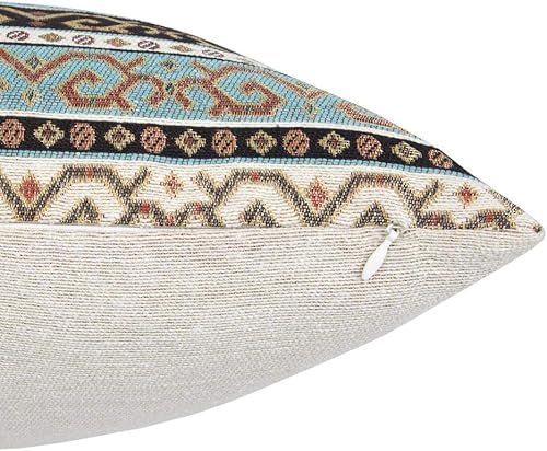 Miniatura 5 de pillowerus Fundas de almohada cuadradas bohemias turquesa y negro, almohadas decorativas Kilim de 20 x 20 pulgadas, decoración de habitación hippie
