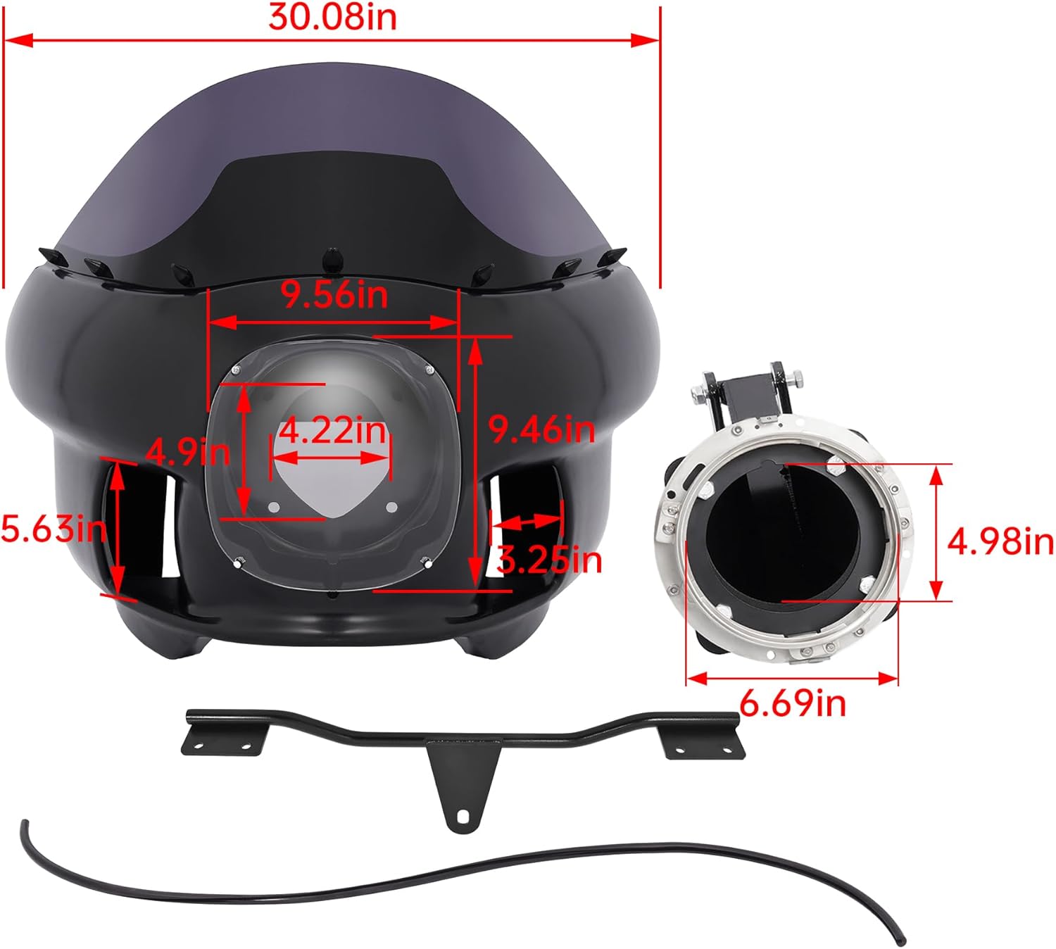 Front Upper Fairing&Headlight Mount Compatible with 2006-2017 Harley Dyna Low Rider FXDL/I Street Bob FXDB/I Super Glide Custom FXDC/I FXD/I FXD/I Front Fairing Kit Smoke Windshield