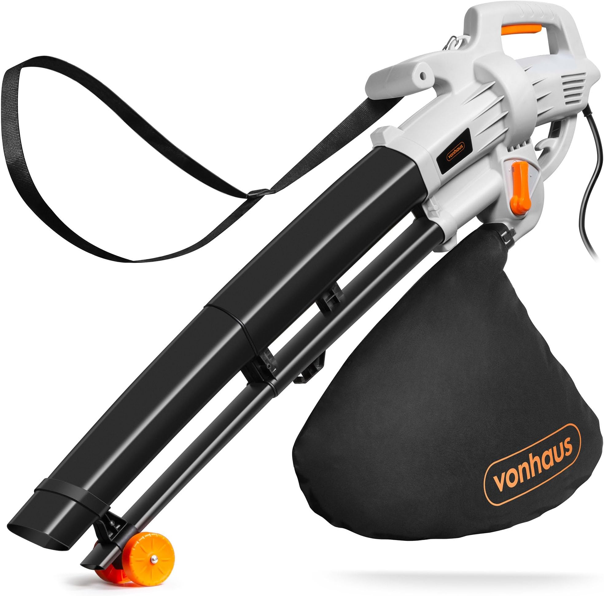 Leaf Blower and Vacuum 3000W – Corded Leaves Collector, Clear Gardens, Patios, Gutters, Driveways & More – Lightweight, 10m Cable, Shoulder Strap, Wheels, 35L Collection Bag – 3 Year Warranty