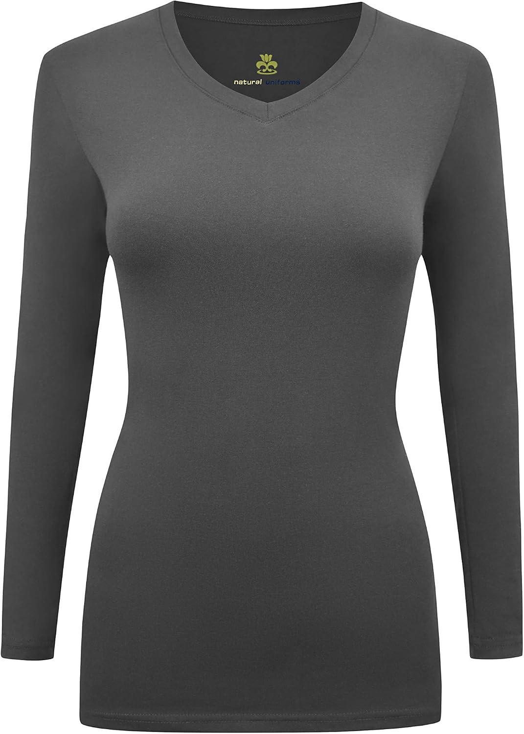 Natural Uniforms Women’s Long Sleeve Underscrub V-Neck T-Shirt – Cotton Blend Layer for Nurses & Medical Professionals