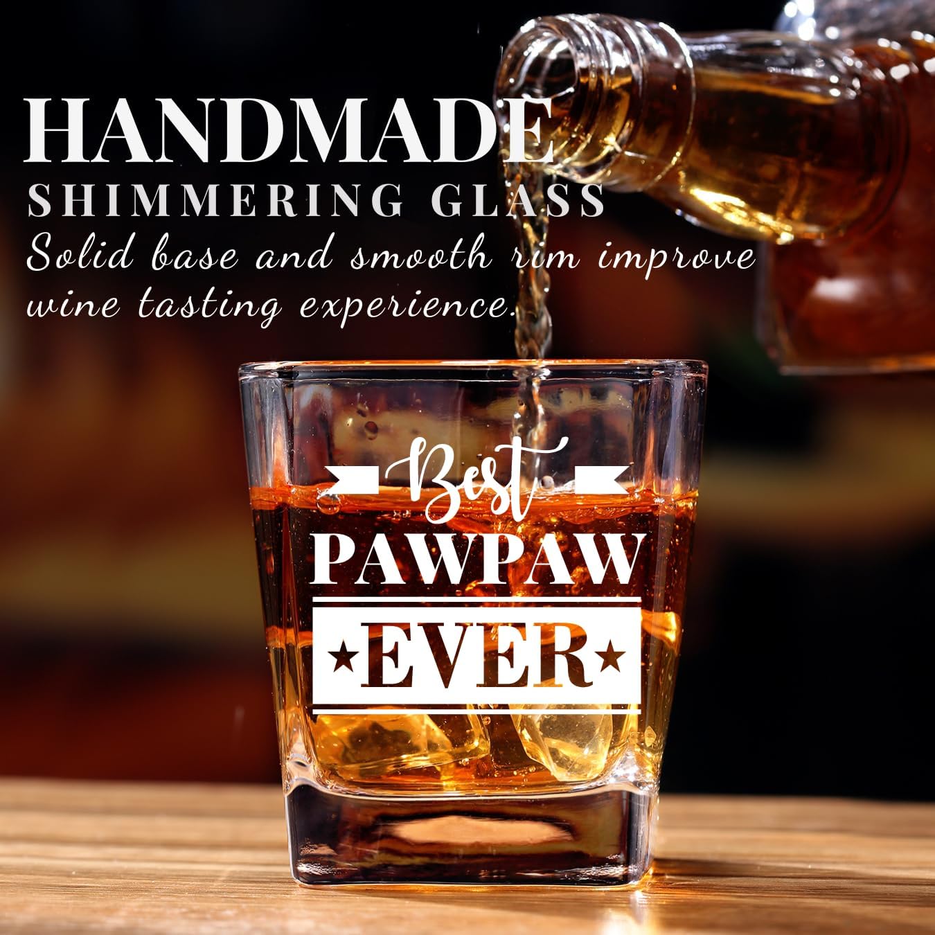 Onebttl Paw Paw Gifts Whiskey Glass from Granddaughter Grandson, Pawpaw Birthday Retirement Christmas Father's Day Gift for Grandfather