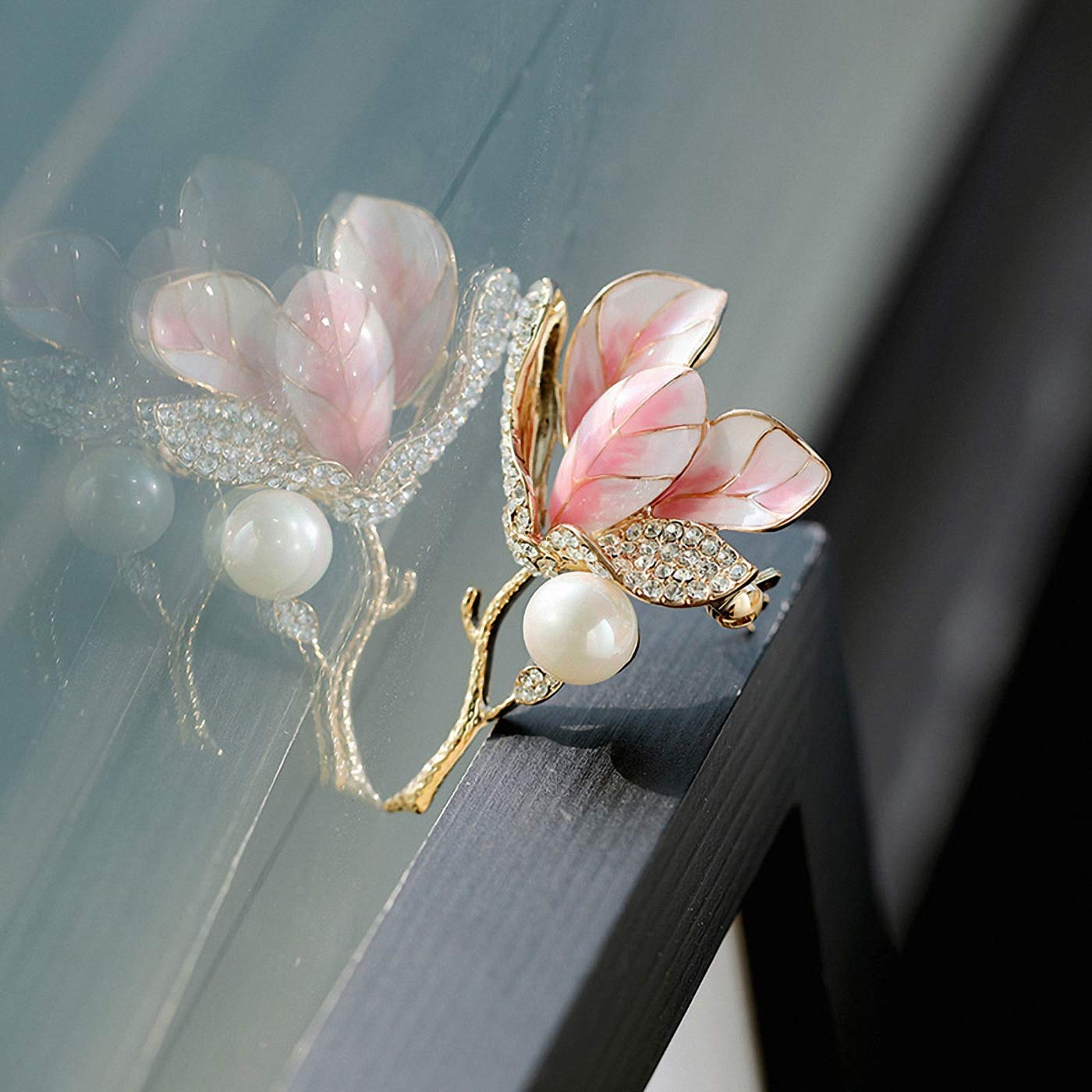 Tulpe Blume Emaille Pin Broach Strass Kristall Frauen Broschen Pins