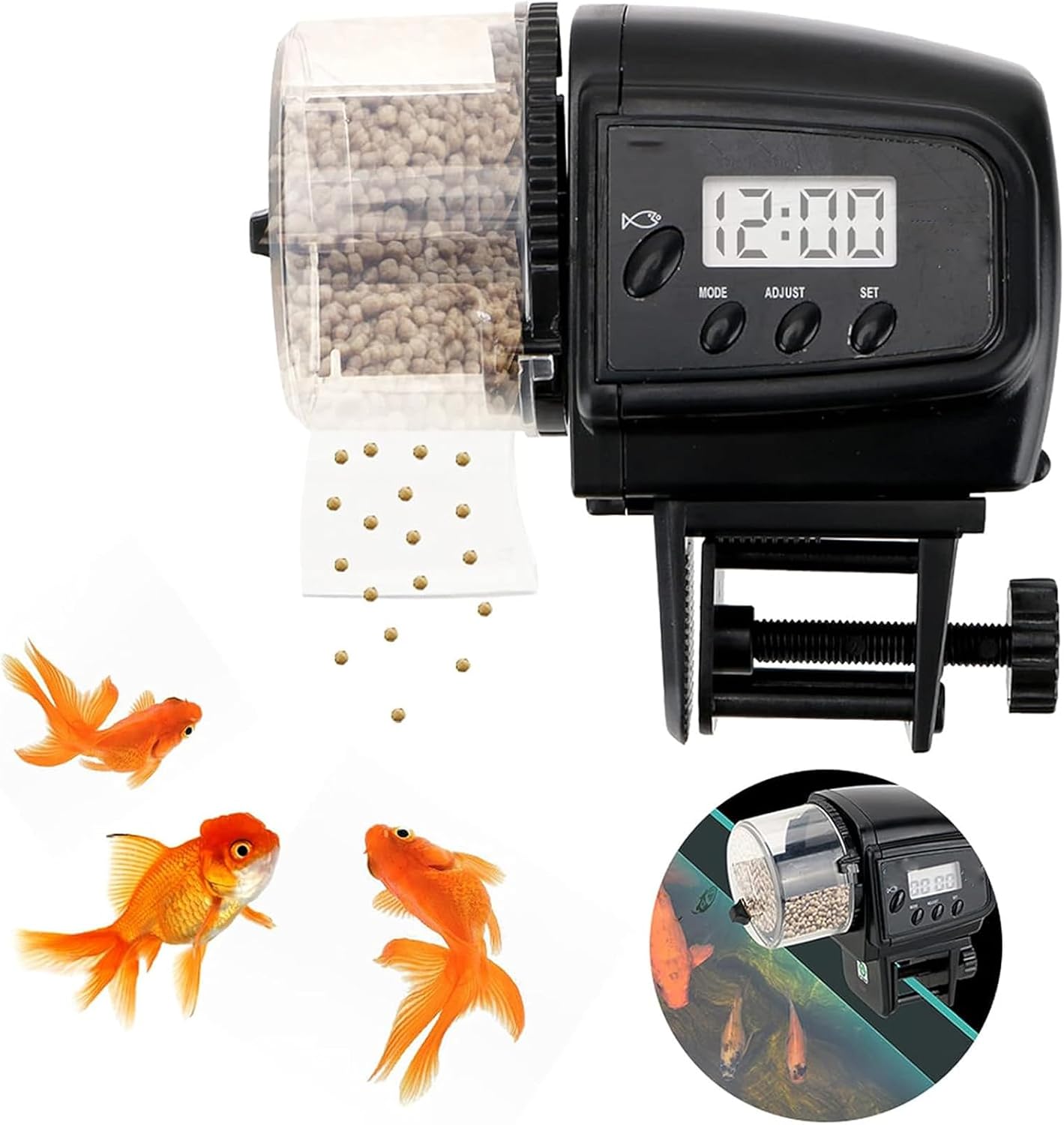 Automatic Fish Feeder, Tank Fish Feeder with Smart Control Panel, 1-4 Times a Day Regular Feeding, Controlled Feeding, for Granules/Powder/Flakes/Long Fish Food