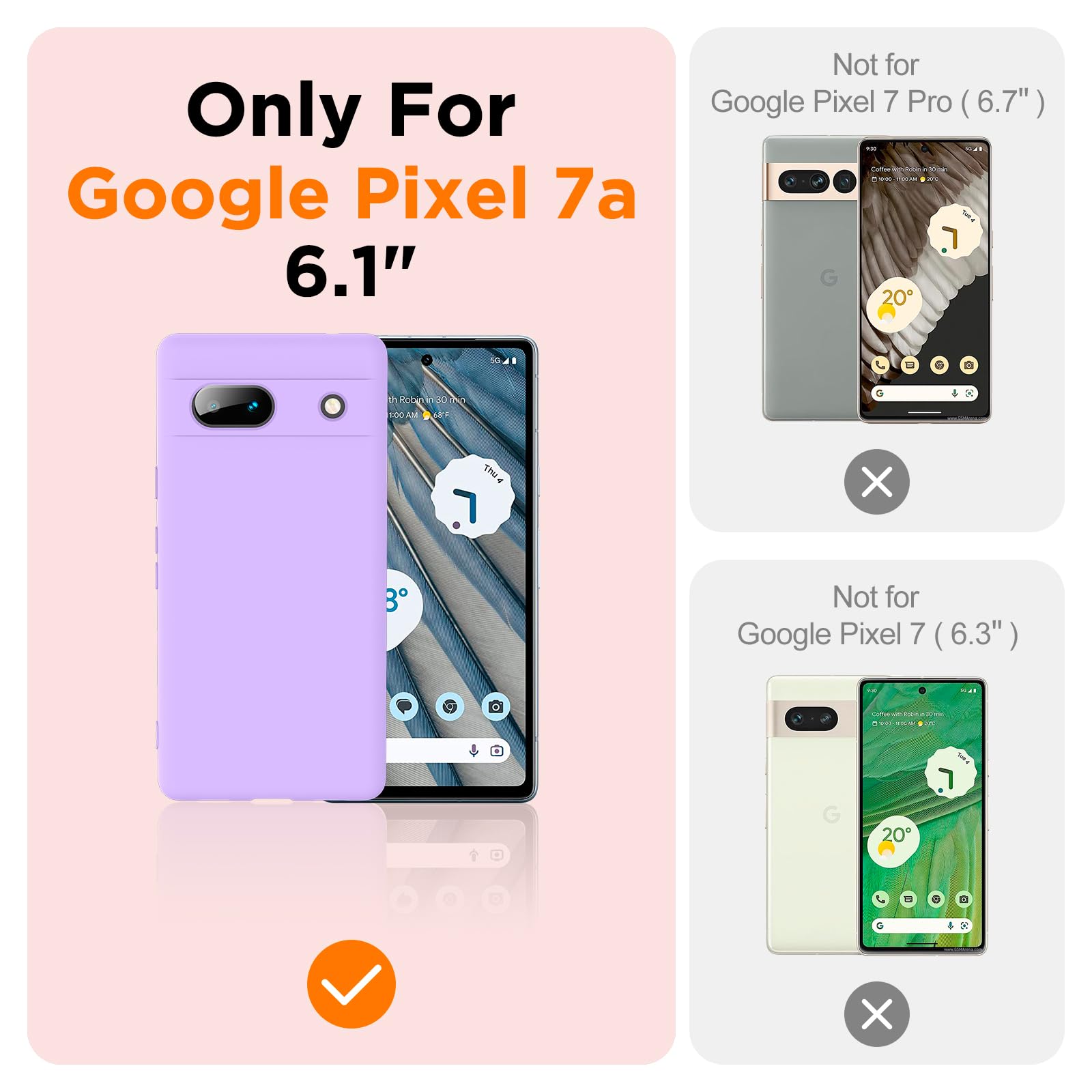 Hülle Für Google Pixel 7a Mit Display-Schutz – 2er Pack, Flüssiges Silikon, Stoßfest, Hellblau