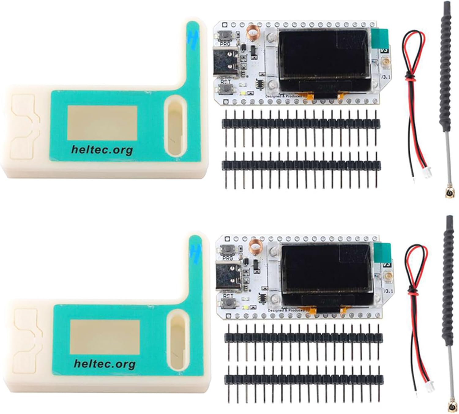2 Sets Esp32 Lora V3 915mhz WiFi+BLE Development Board Kit 0.96inch OLED Display SX1262 + Lora V3 case +824-960MHz Antenna for Meshtastic IoT Arduino Intelligent Scenes