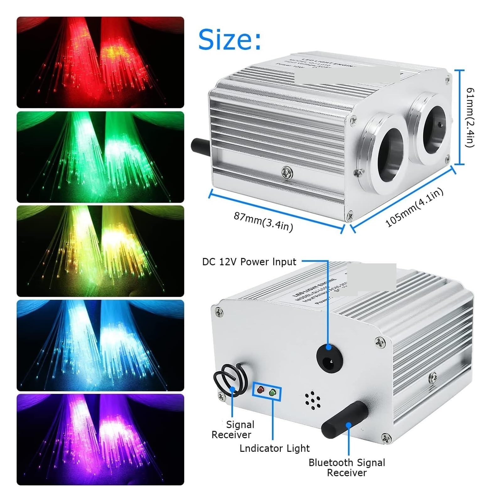 Podwójny Port 16W RGB LED Światła Światłowodowe Gwiazda Zestaw Oświetlenia Sufitowego, APP/Pilot Aktywowany Dźwiękiem 450 sztuk * 0.75 MM * 2 M,żYwy, Kolorowy, GwiaźDzisty Sufit
