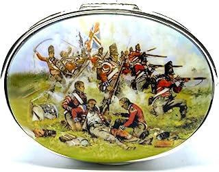 Large Silver Pill Snuff Box Enamel War Battle Pill Snuff Box 925 Sterling