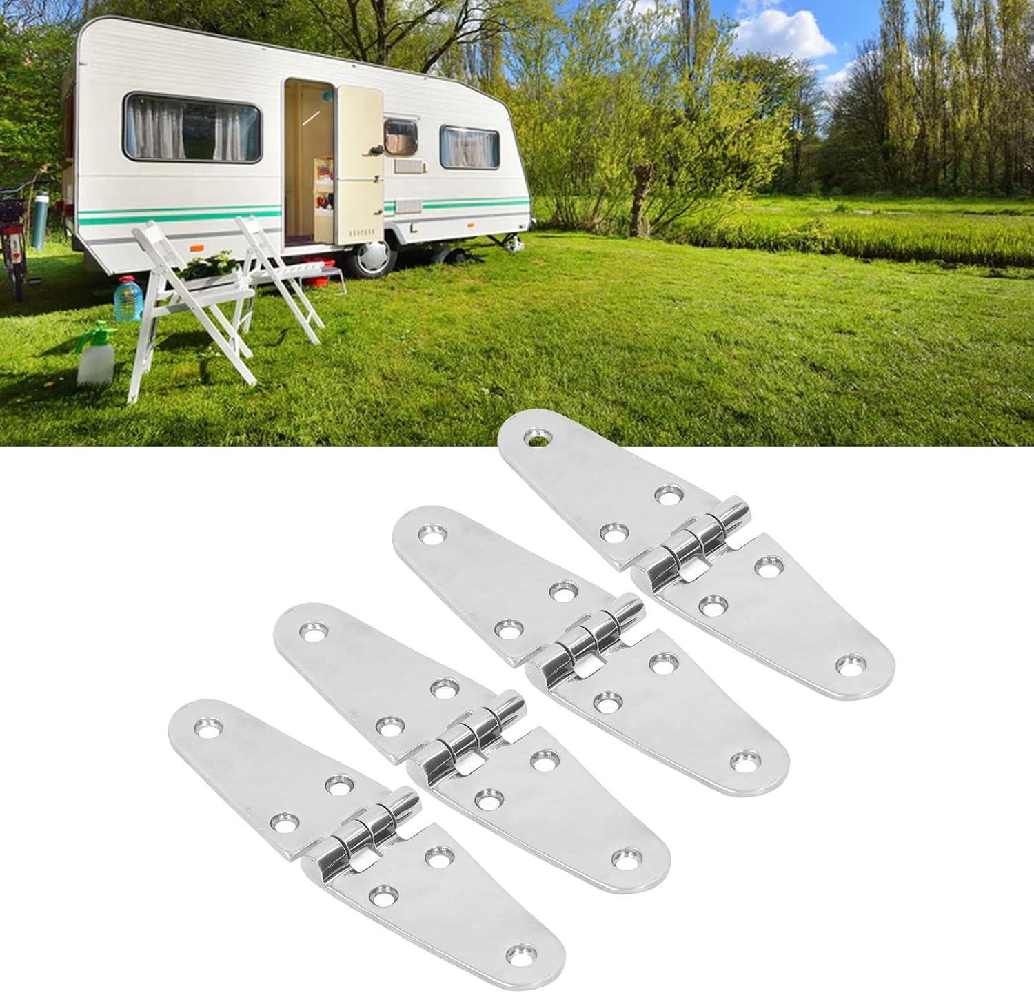 Stainless Steel Marine Grade Door Hinges 6 Holes Hardware for Boat Cabinet Hatch RVs