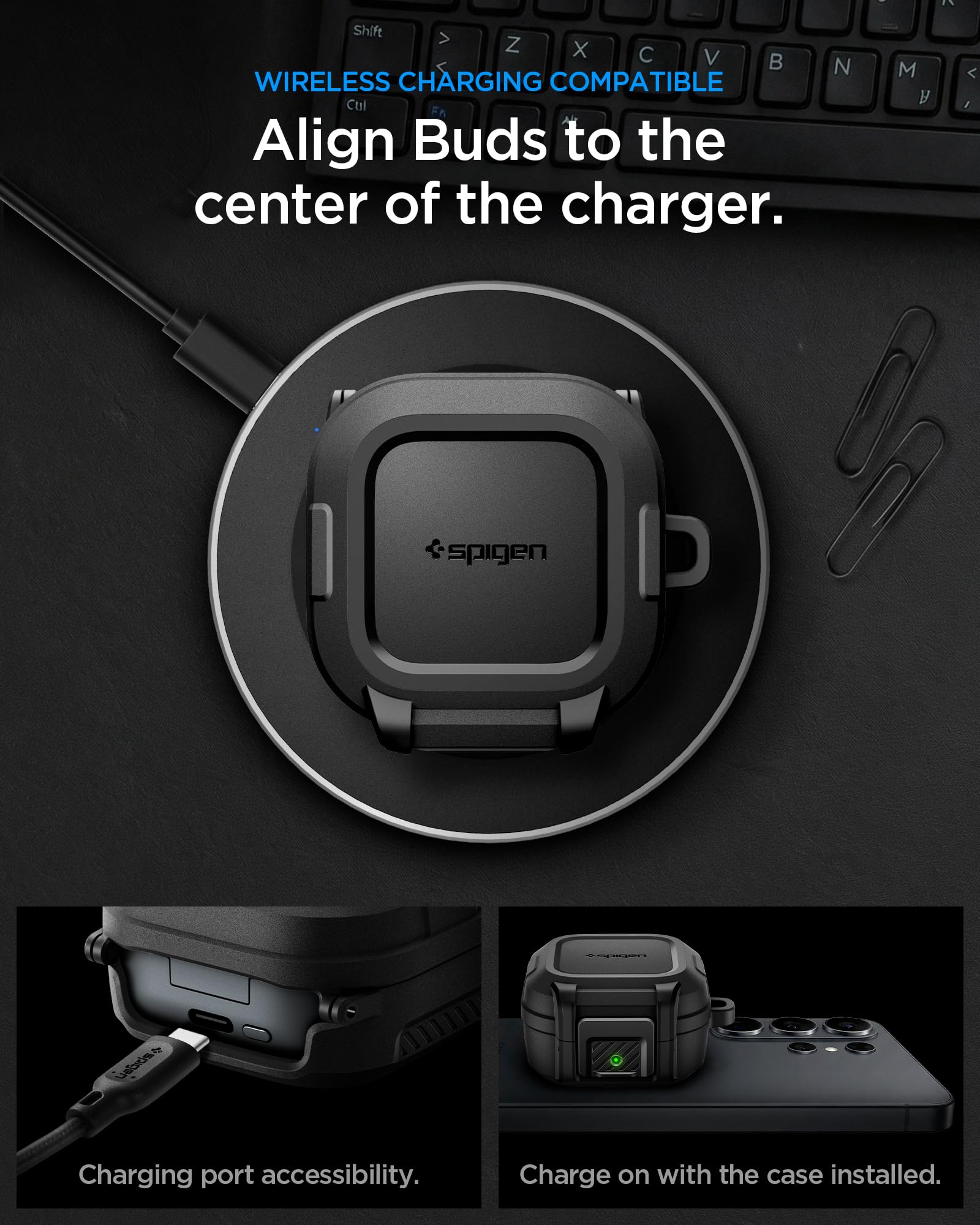 Spigen Cover Lock Fit Compatibile con Samsung Galaxy Buds 4 Pro/Galaxy Buds 4 (2026) - Nero Opaco