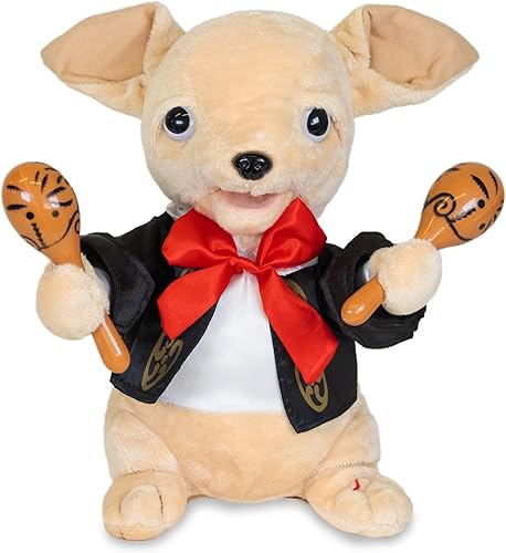 Cuddle Barn Chuey Bamba - Juguete de peluche animado de chihuahua cantante de 12 pulgadas agita las maracas a La Bamba